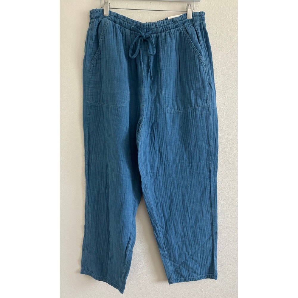American Eagle Gauzy Pull On Pants Womens Lrg Blue Beachy Travel Resort NWT